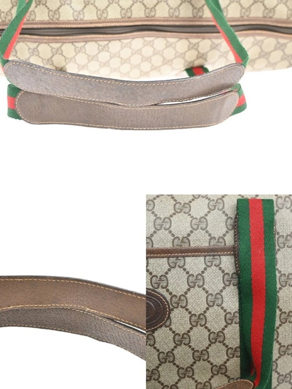 GUCCI Logo GG Sherry Line Boston Hand Bag PVC Leather Beige Italy 32MA454 - Picture 5 of 16